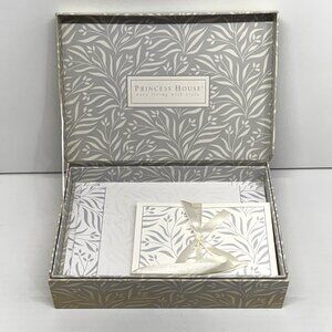 Vintage Princess House Wild Flower Classic White & Gray Stationery Box Set Rare